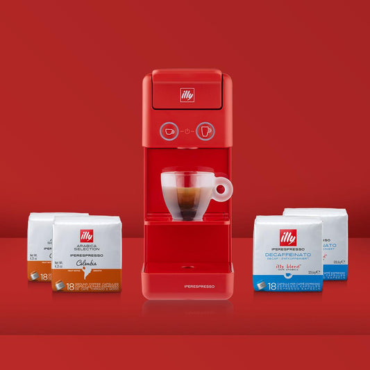 Kırmızı Y3.3 Espresso ve Americano Makinesi - Fırsat Paketi